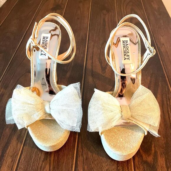 Badgley Mischka - Sophie - SIZE 7 - Platform Sandal with Tulle Bow - Brand New! - Picture 4 of 7